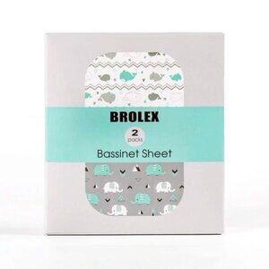 NWT 2-Pack Stretchy Bassinet Sheet Set Owl & Whale Design Unisex Nursery Gray